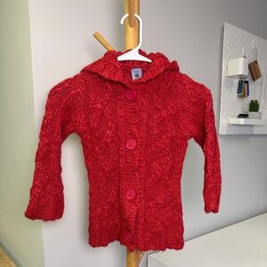 NWT Pumpkin Patch Red Cable Knit Kids Cardigan Sz 4